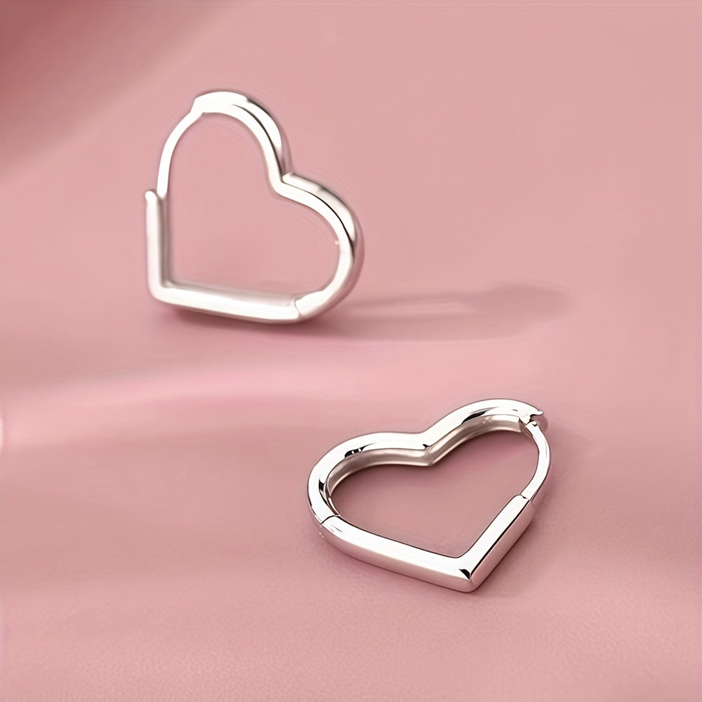 Gold Heart-Shaped Earrings Made of Stainless Steel