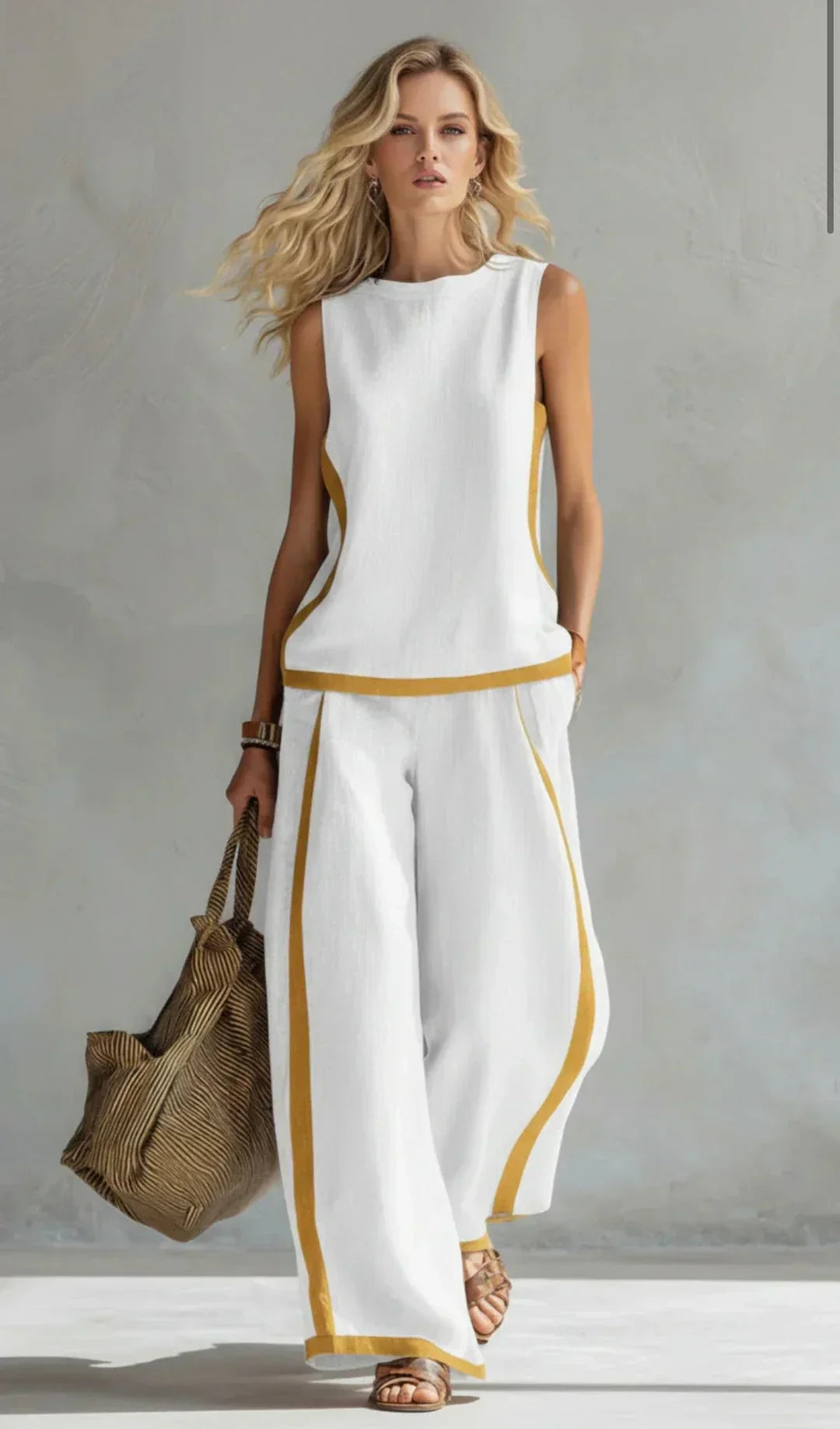 Ursula - Elegant and Casual Set of Jacket and Pants with Two-Tone Finishes