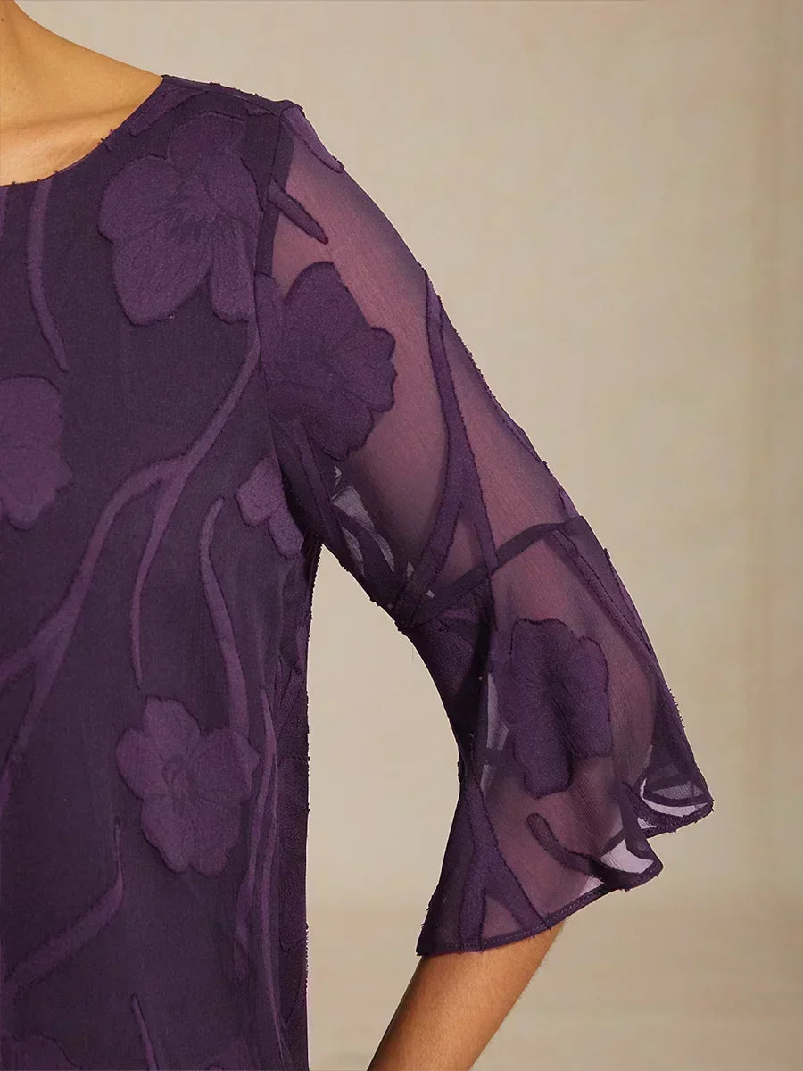 Elegant chiffon blouse with asymmetrical hem