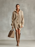 Mini Cardigan Dress with Front Buttons for Women - Brown Color MDA1086J2I