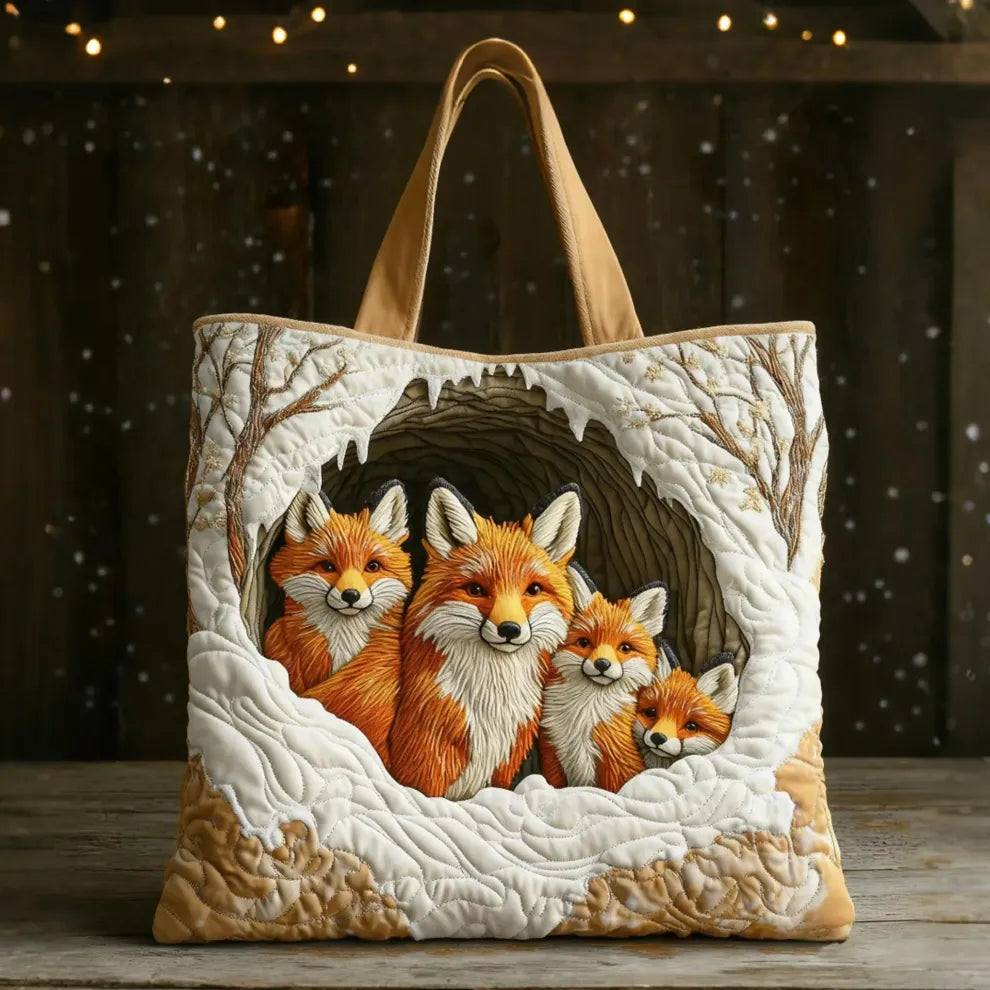 Cozy Fox Family | Handcrafted Quilt Bag