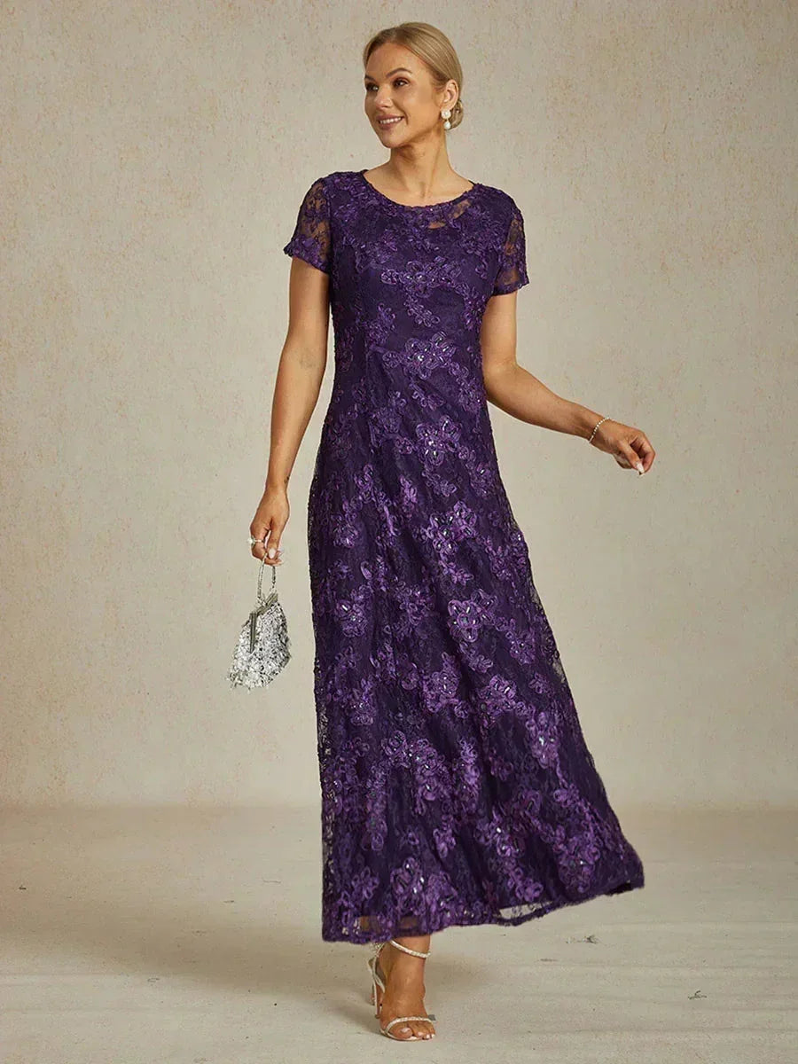 A-Line Lace Dresses with Sequin Embellishments