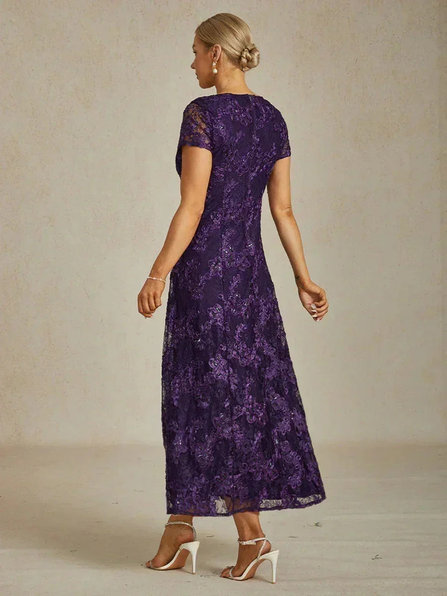 A-Line Lace Dresses with Sequin Embellishments