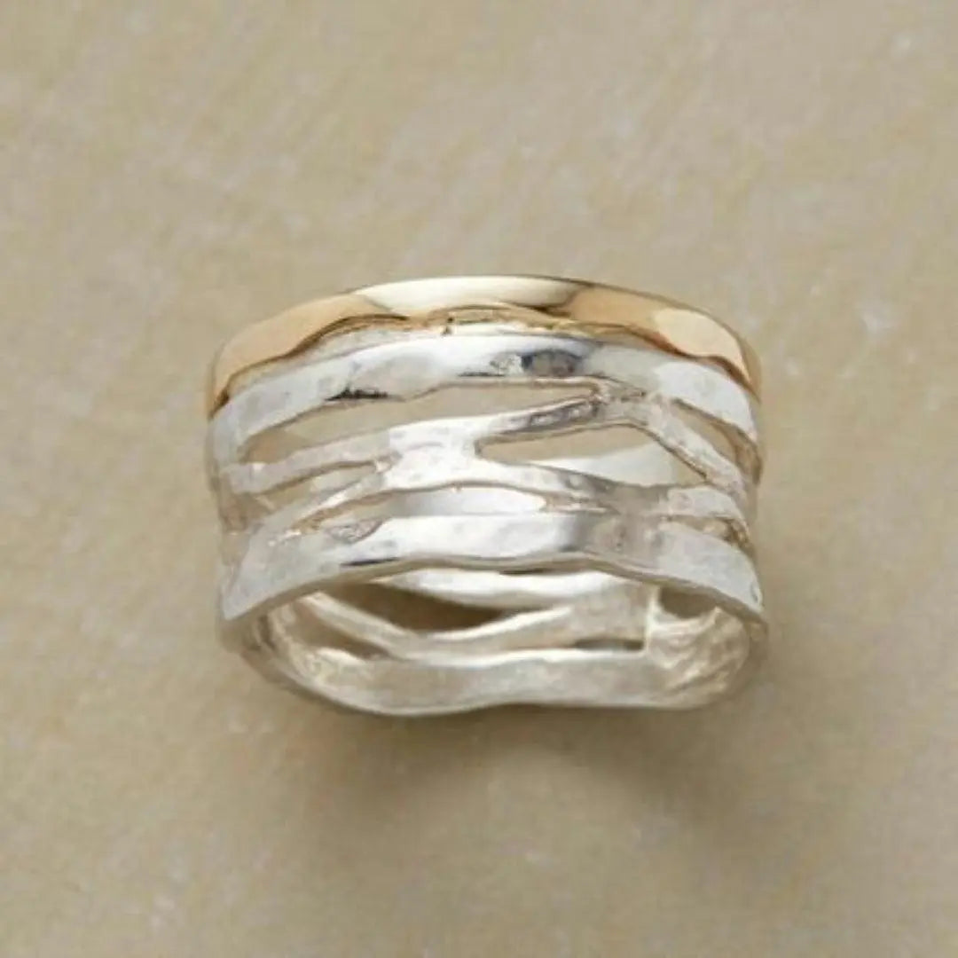 Vintage Polka Dot Ring in Gold and Silver