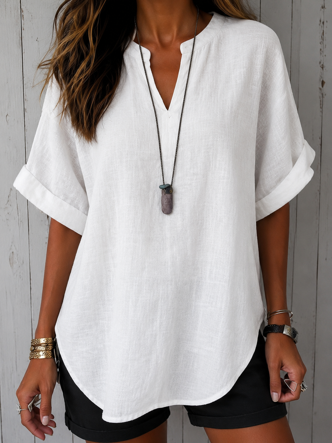 Emma™ – Simple Short Sleeve Blouse