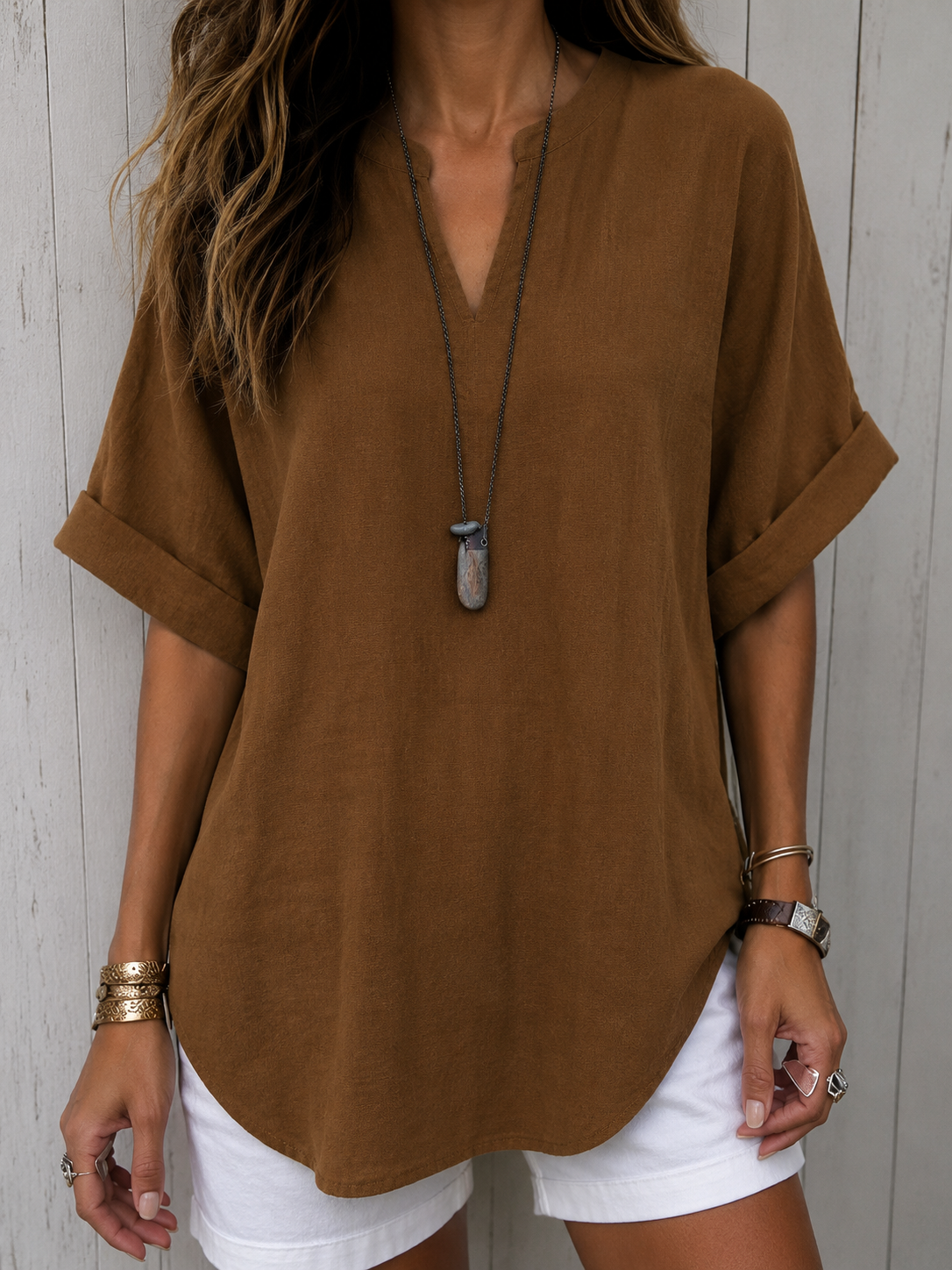 Emma™ – Simple Short Sleeve Blouse