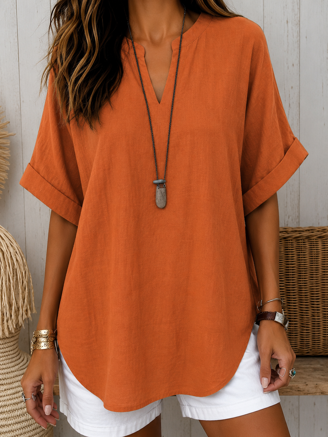 Emma™ – Simple Short Sleeve Blouse