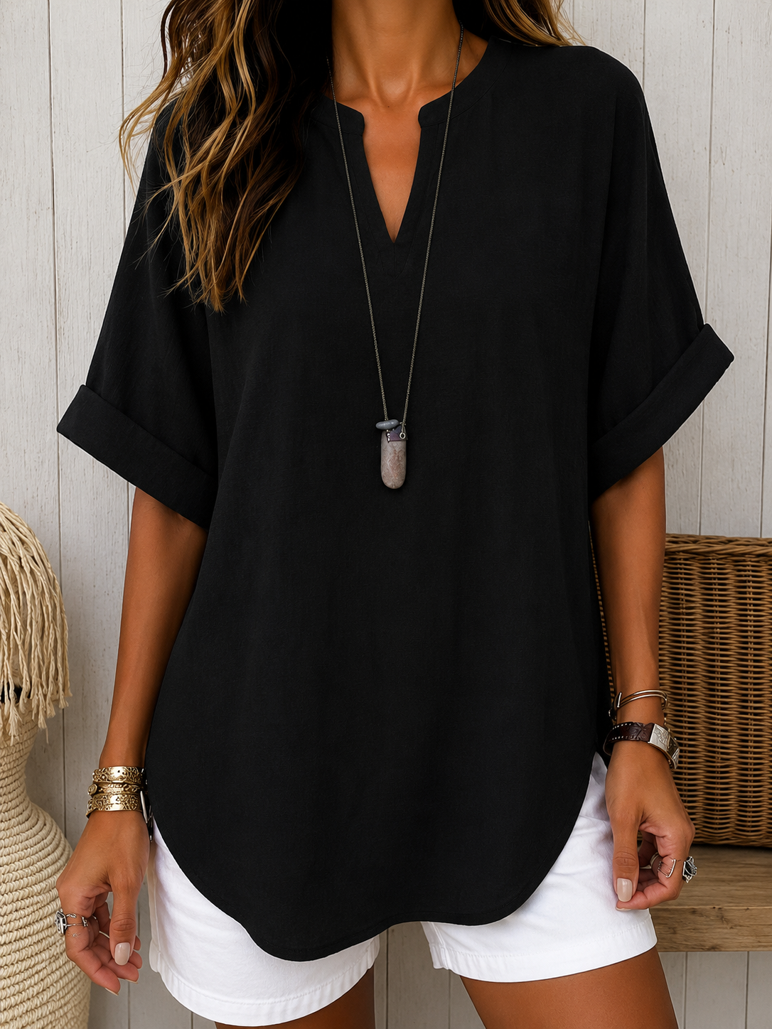 Emma™ – Simple Short Sleeve Blouse