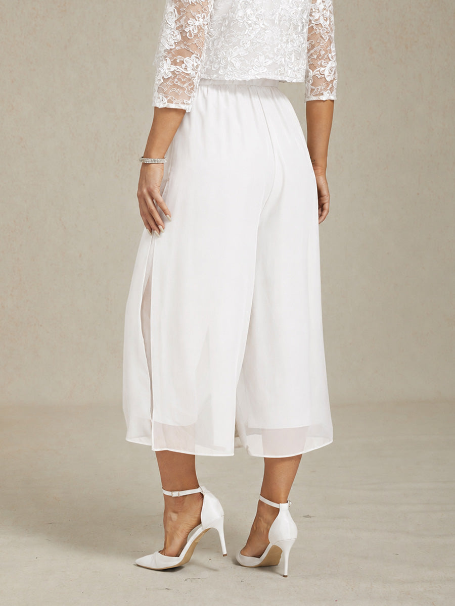 Straight Short Pants with Chiffon Layer
