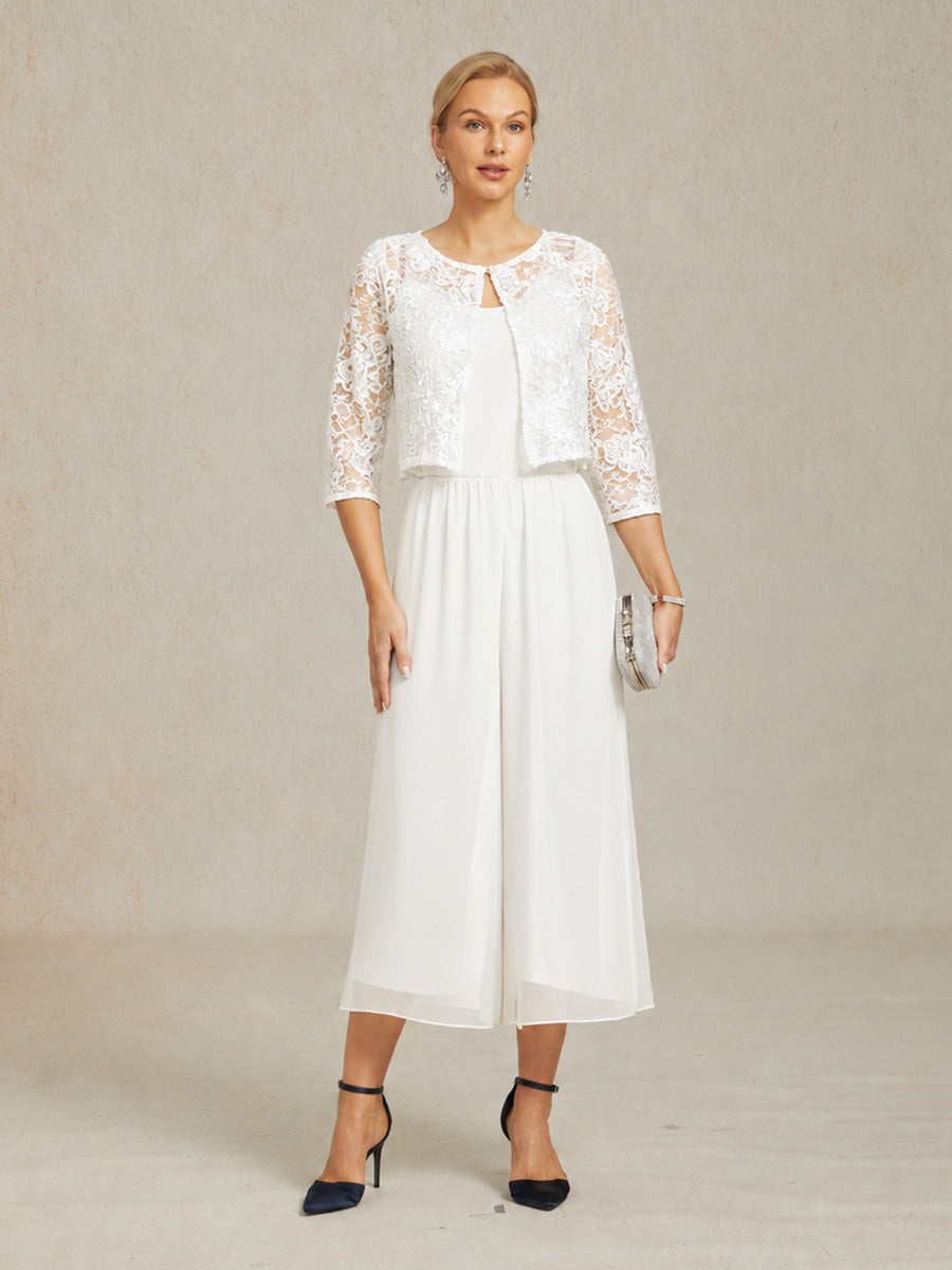 Straight Short Pants with Chiffon Layer