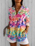 Valeria | Artistic Colorful Button-Up Shirt