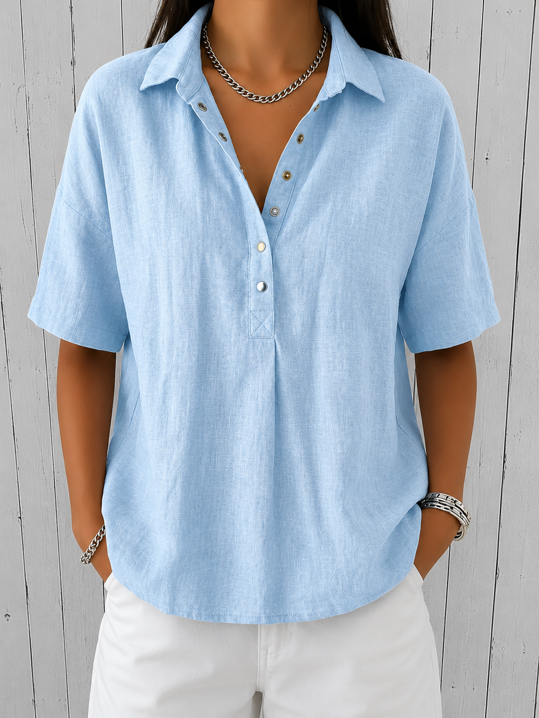 Aba | Blouse with Collar and Button