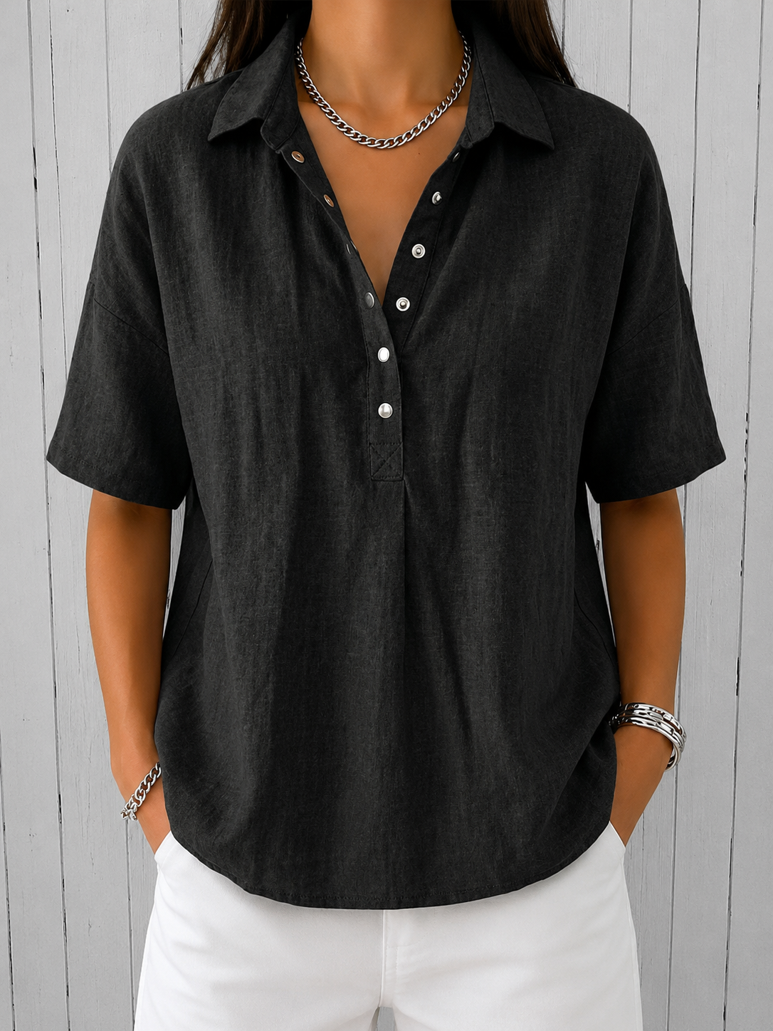 Aba | Blouse with Collar and Button