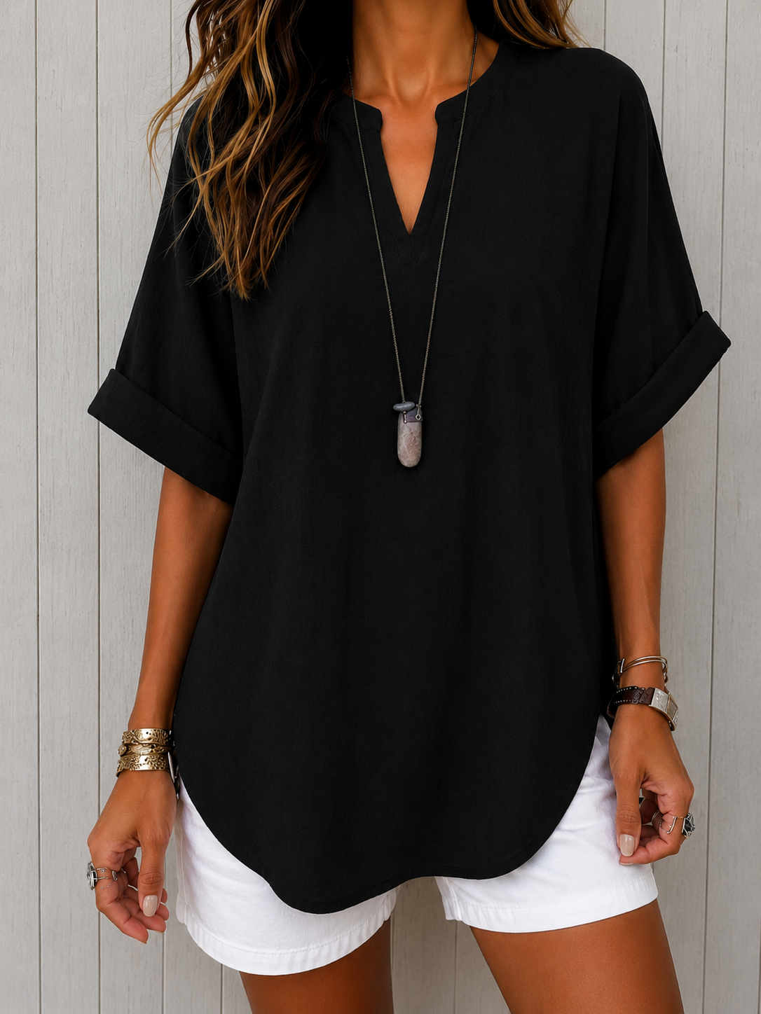 Emma™ – Simple Short Sleeve Blouse