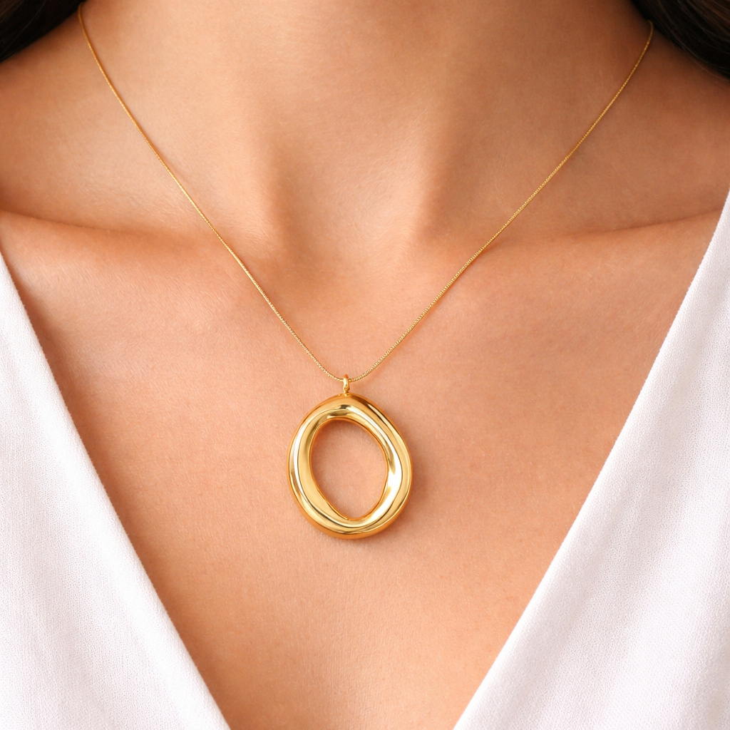 Gold Plated Oval Pendant
