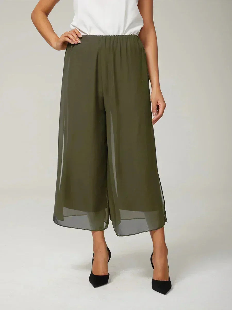 Straight Short Pants with Chiffon Layer
