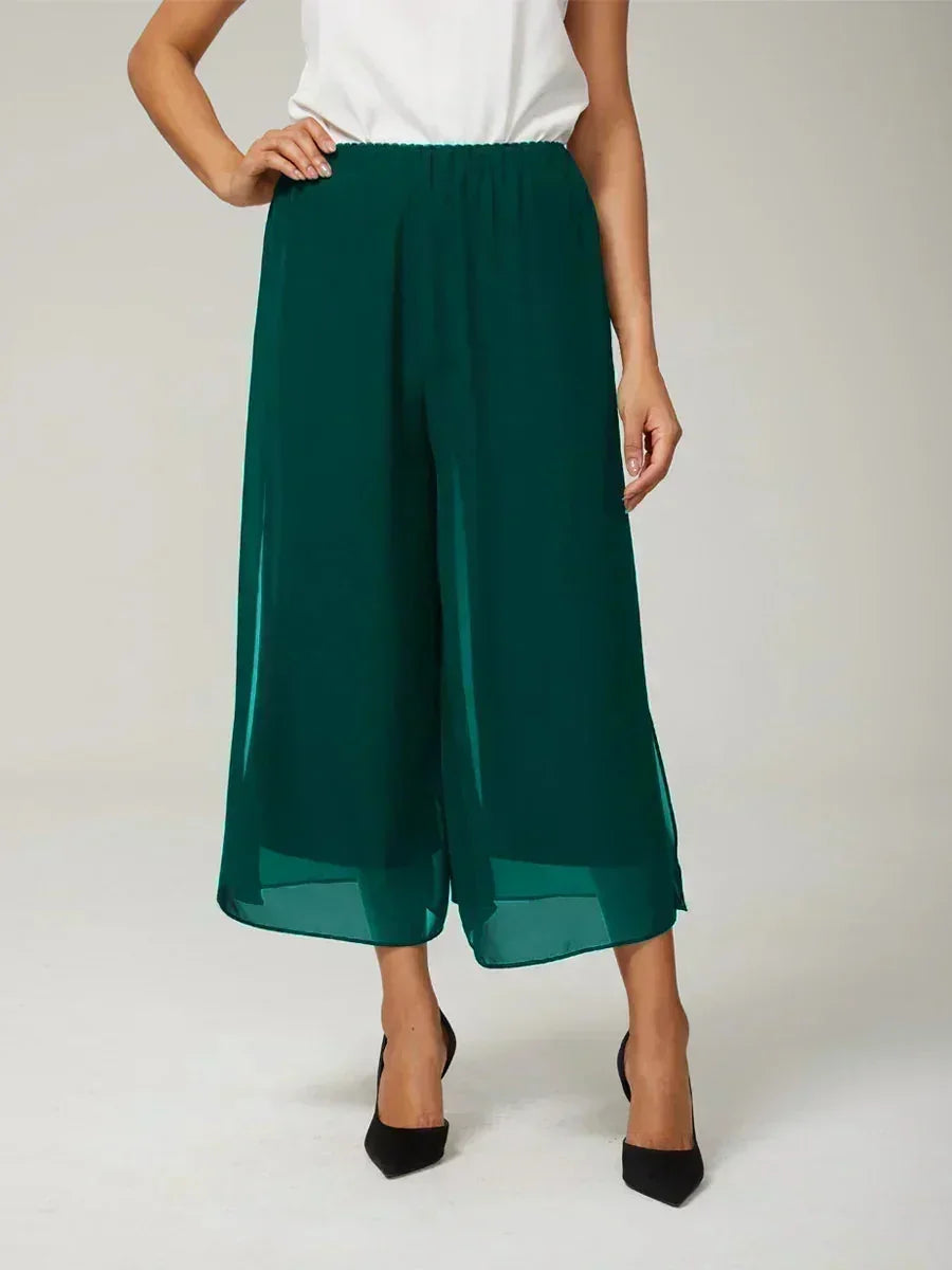 Straight Short Pants with Chiffon Layer