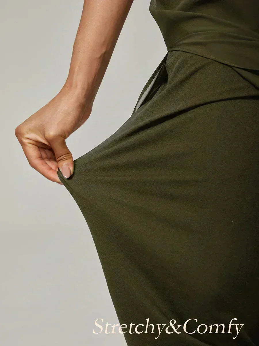 Straight Short Pants with Chiffon Layer