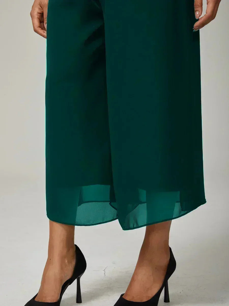 Straight Short Pants with Chiffon Layer