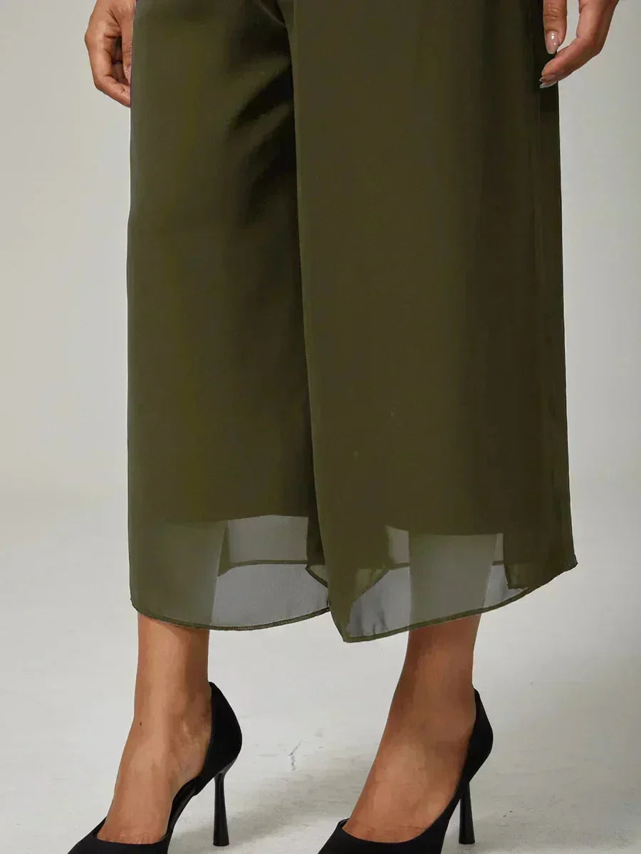 Straight Short Pants with Chiffon Layer