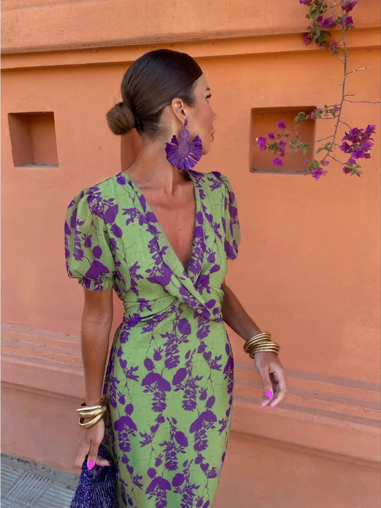 Vola - Women's Midi Dress with Twisted Print