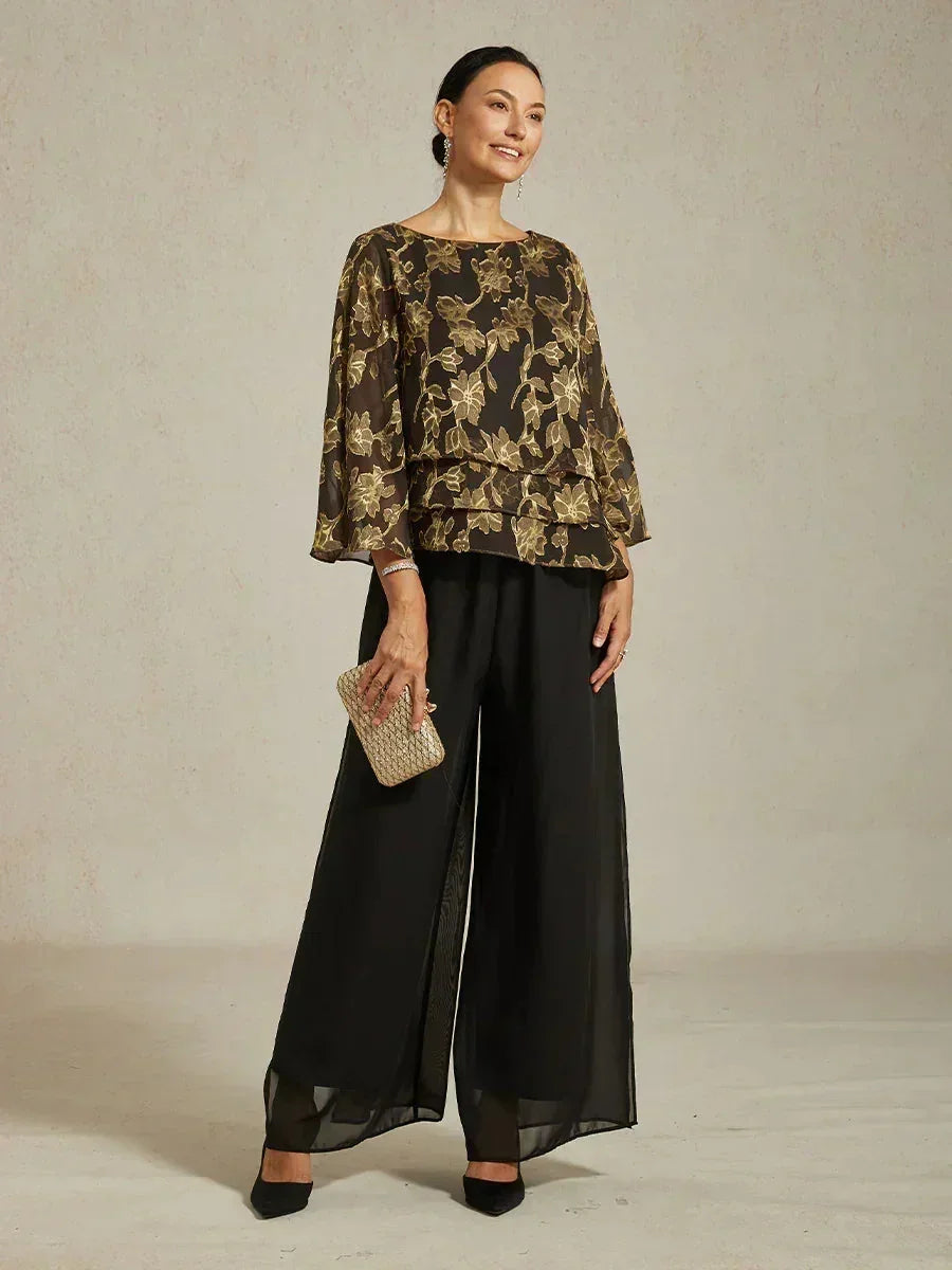 Floral Chiffon Blouse with Duck Collar