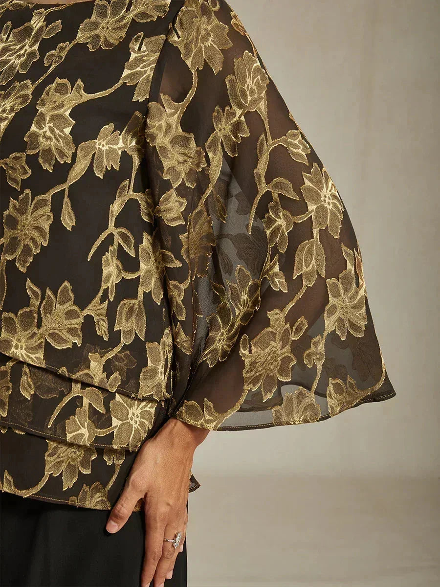 Floral Chiffon Blouse with Duck Collar