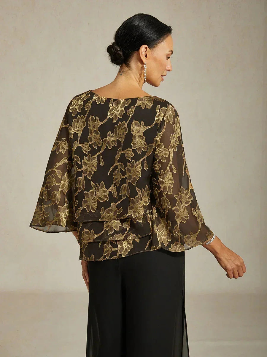Floral Chiffon Blouse with Duck Collar