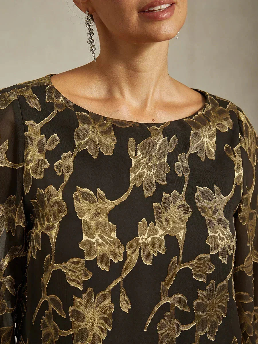 Floral Chiffon Blouse with Duck Collar