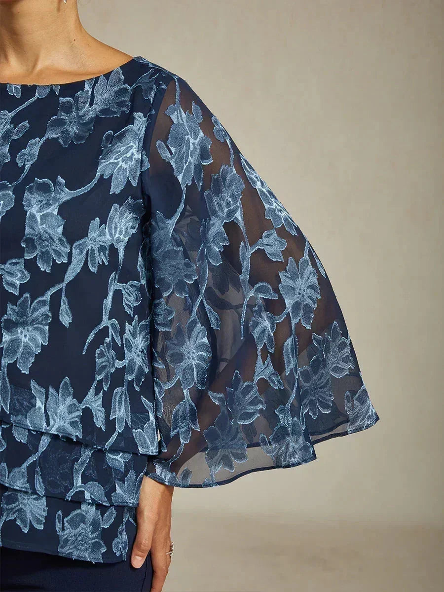 Floral Chiffon Blouse with Duck Collar