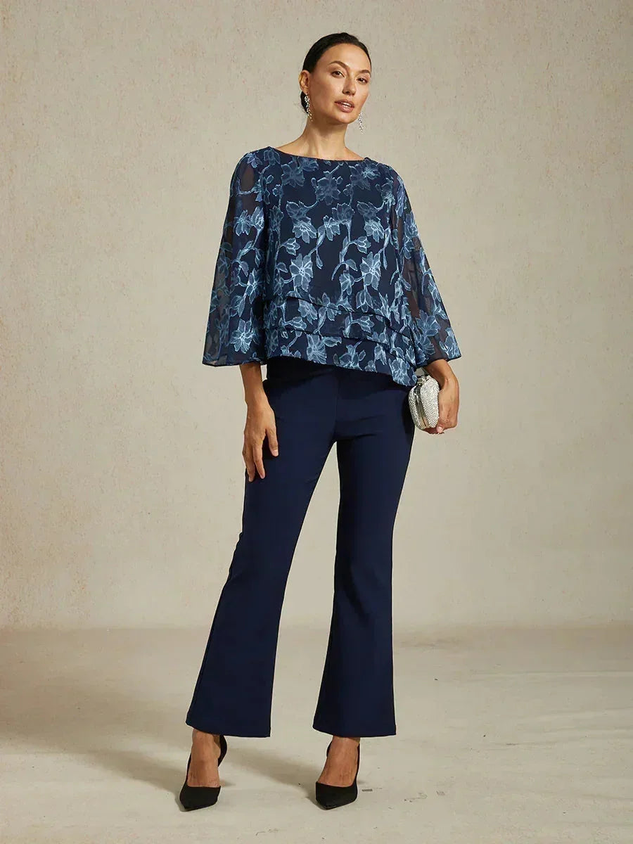 Floral Chiffon Blouse with Duck Collar