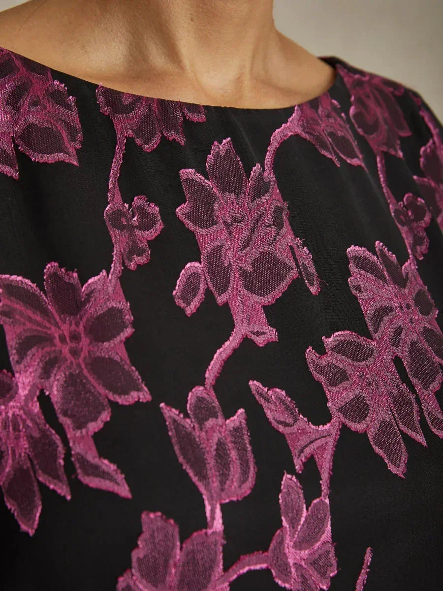 Floral Chiffon Blouse with Duck Collar