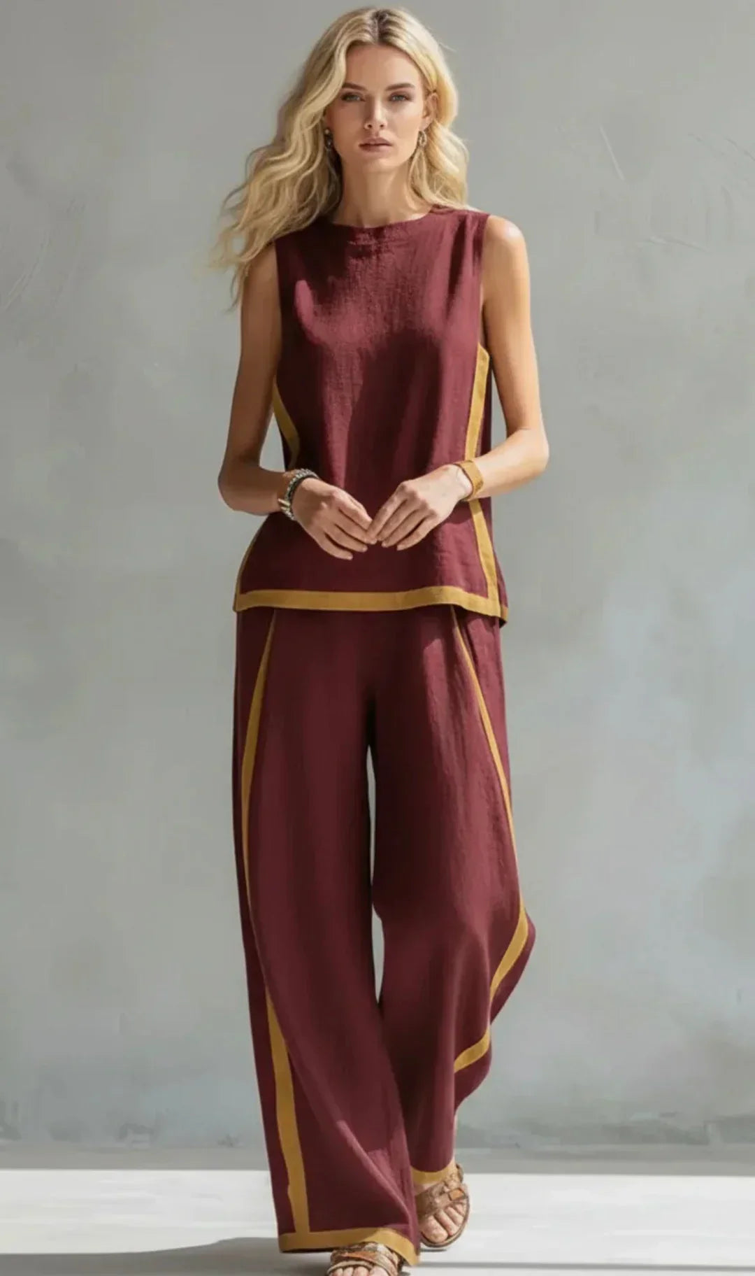 Ursula - Elegant and Casual Set of Jacket and Pants with Two-Tone Finishes