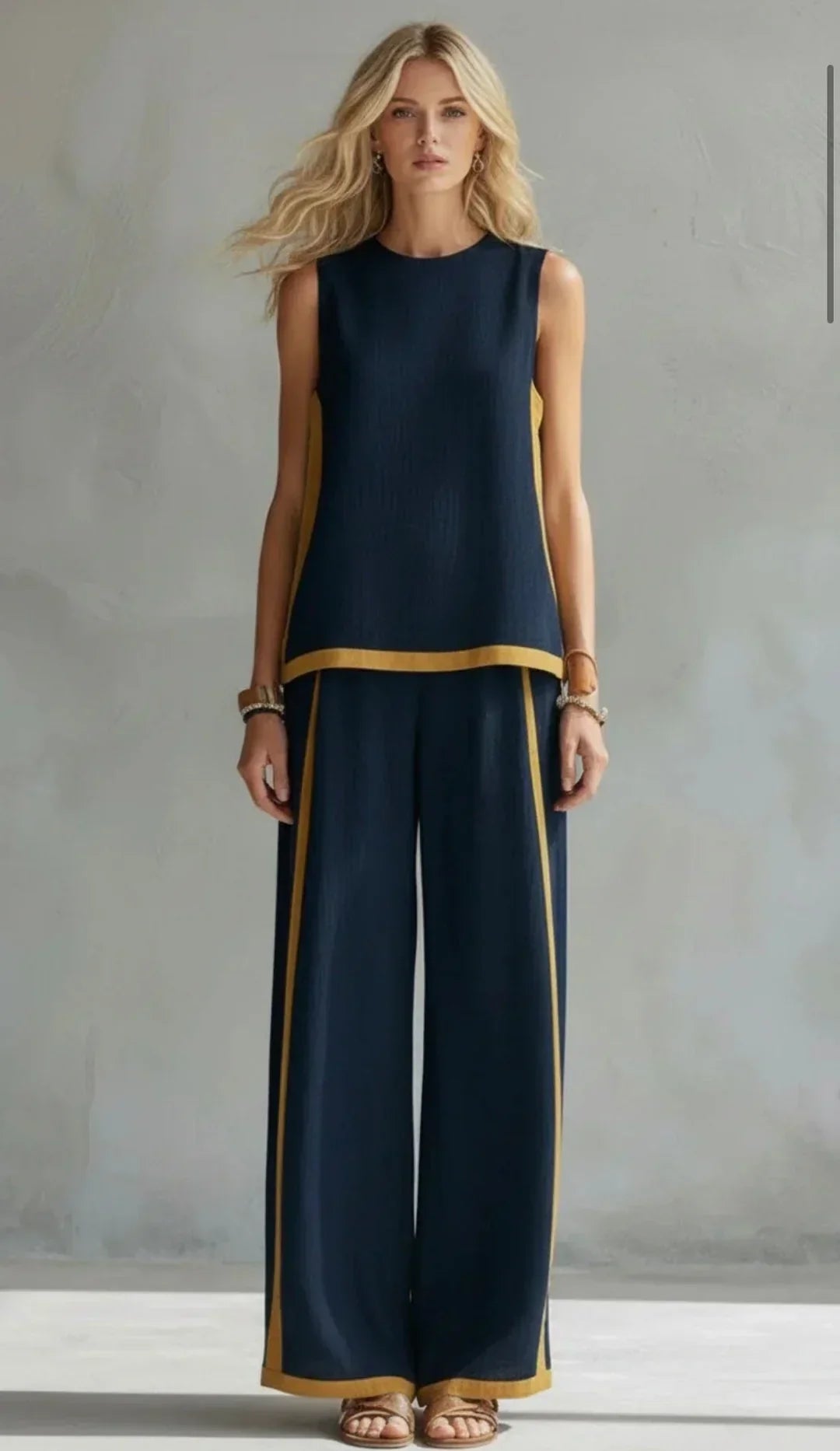 Ursula - Elegant and Casual Set of Jacket and Pants with Two-Tone Finishes