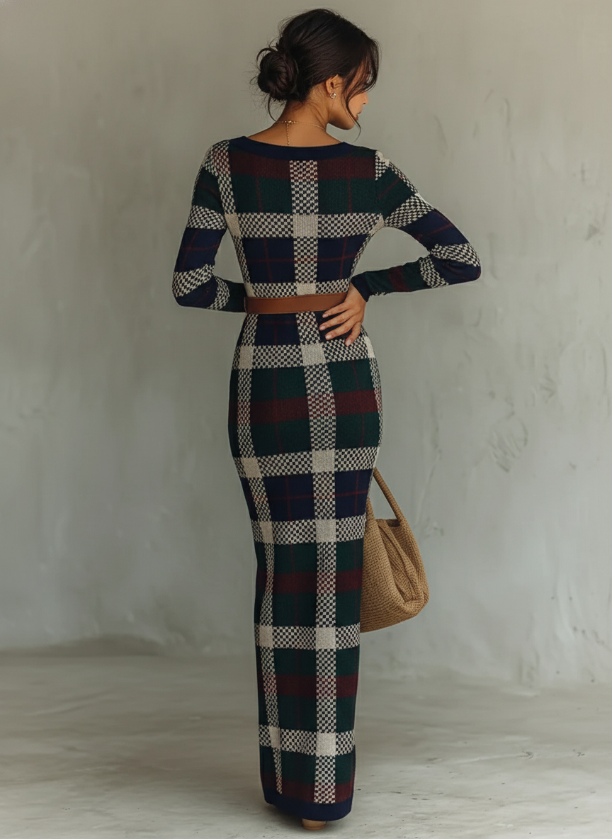 Maxi Dresses with Square Neckline, Loose Skirt, and Knitted Fabric for Women MDA2984J0Y