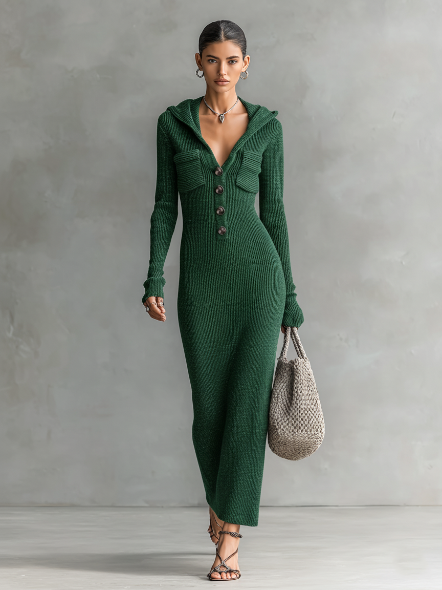 Knitted Maxi Dresses with Hood for Women MDA1451H6Y