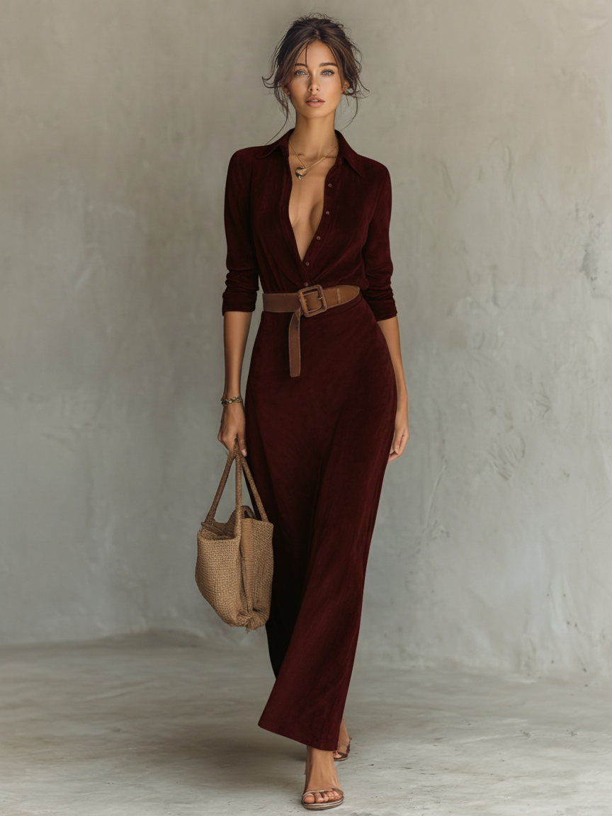 Maxi Dresses with One Button and Cap Sleeve for Women MDA1205H8Y