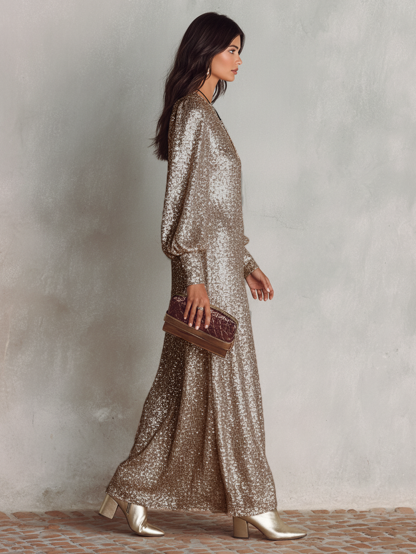 Maxi Party Dresses with V-Neck for Women MDA1819I0Y