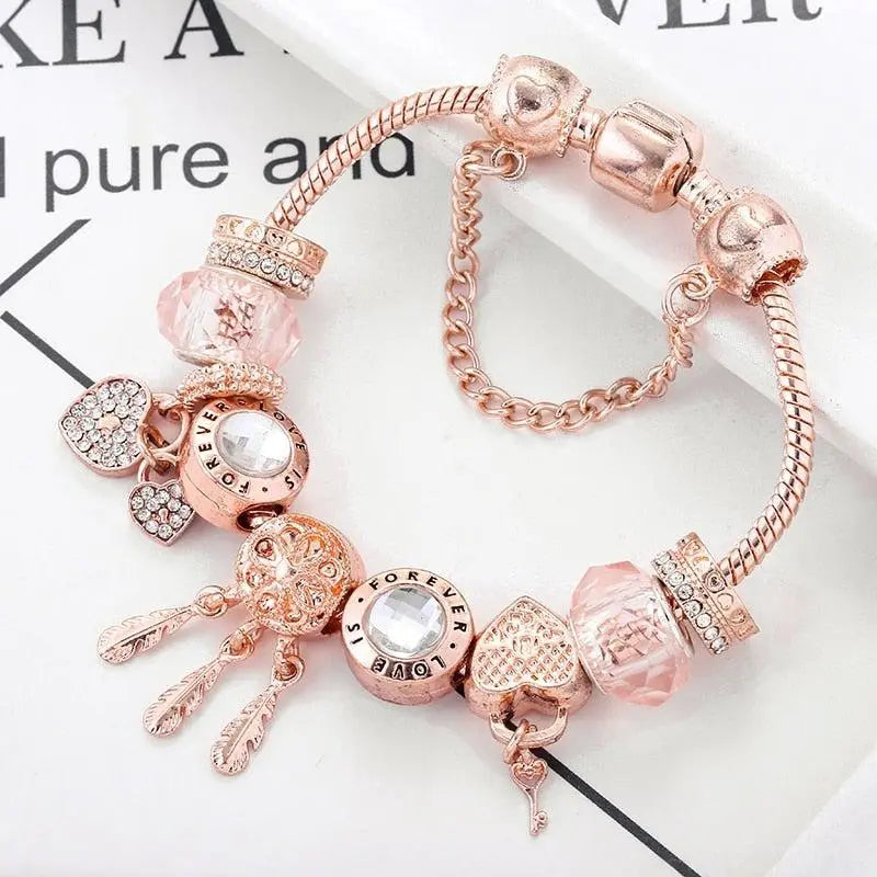 Pink Prayer Bracelet with Sterling Silver Charms Included