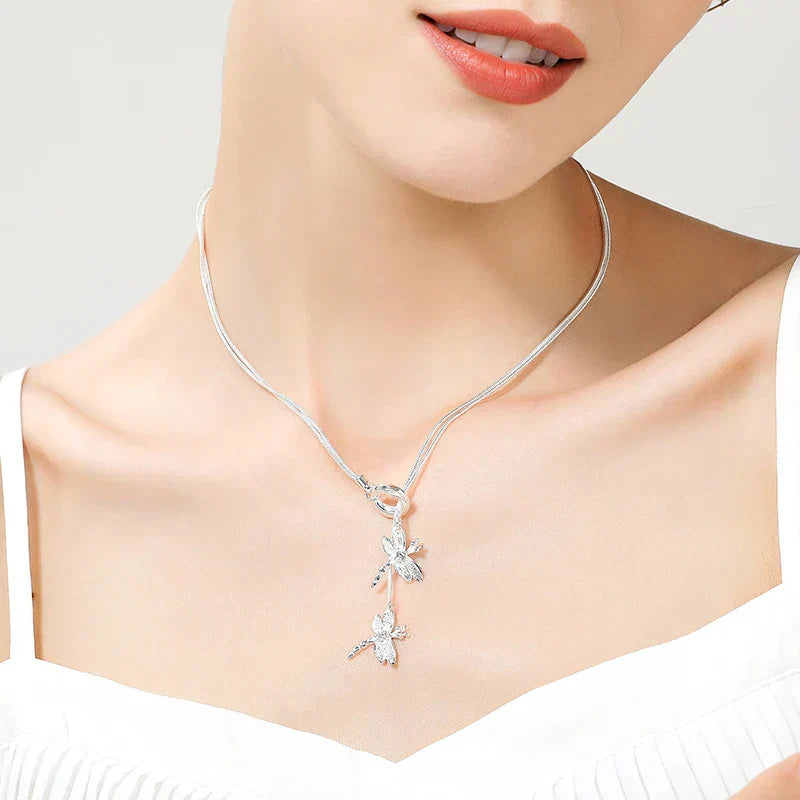 Dragonfly Pendant Necklace in Sterling Silver