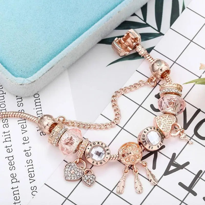Pink Prayer Bracelet with Sterling Silver Charms Included