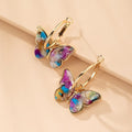 Colorful Butterfly Hoop Earrings in Gold