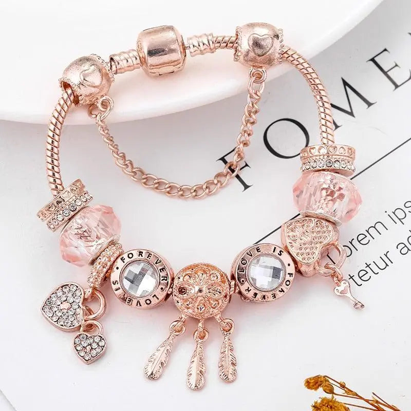 Pink Prayer Bracelet with Sterling Silver Charms Included