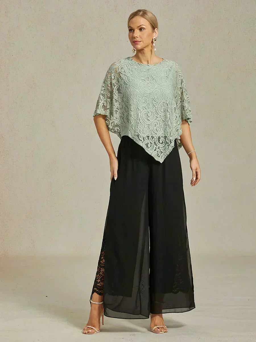 Straight Pants with Chiffon Layer