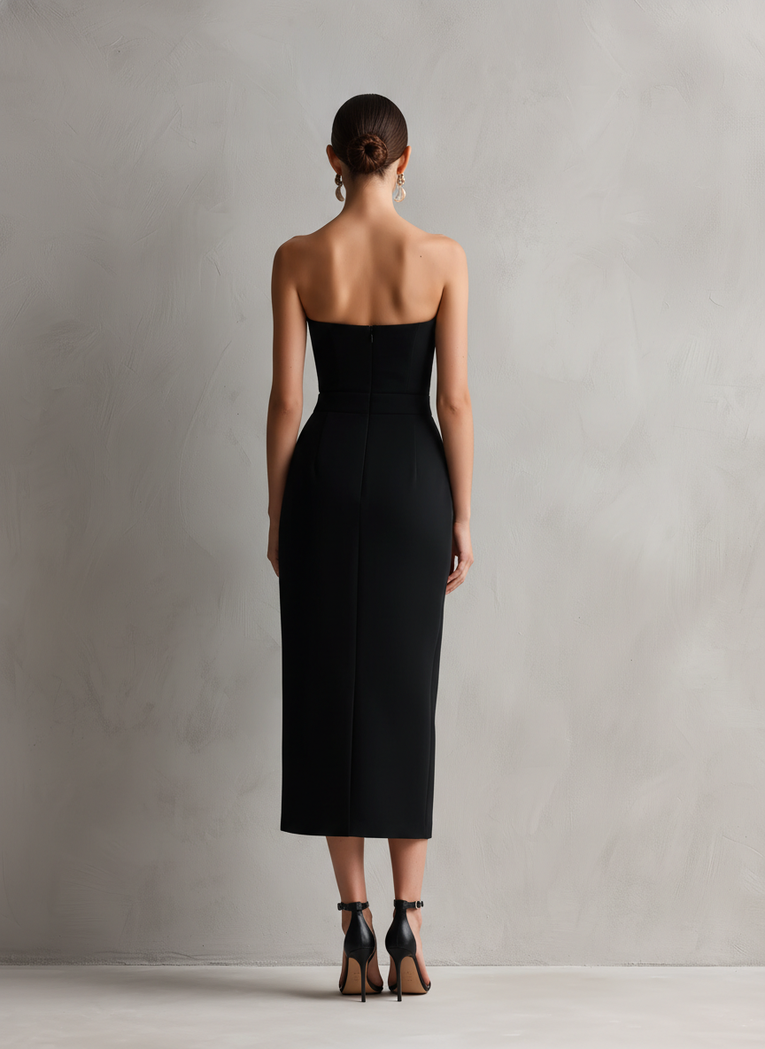 Elegant Black Midi Dresses for Women MDZ0669A6AN