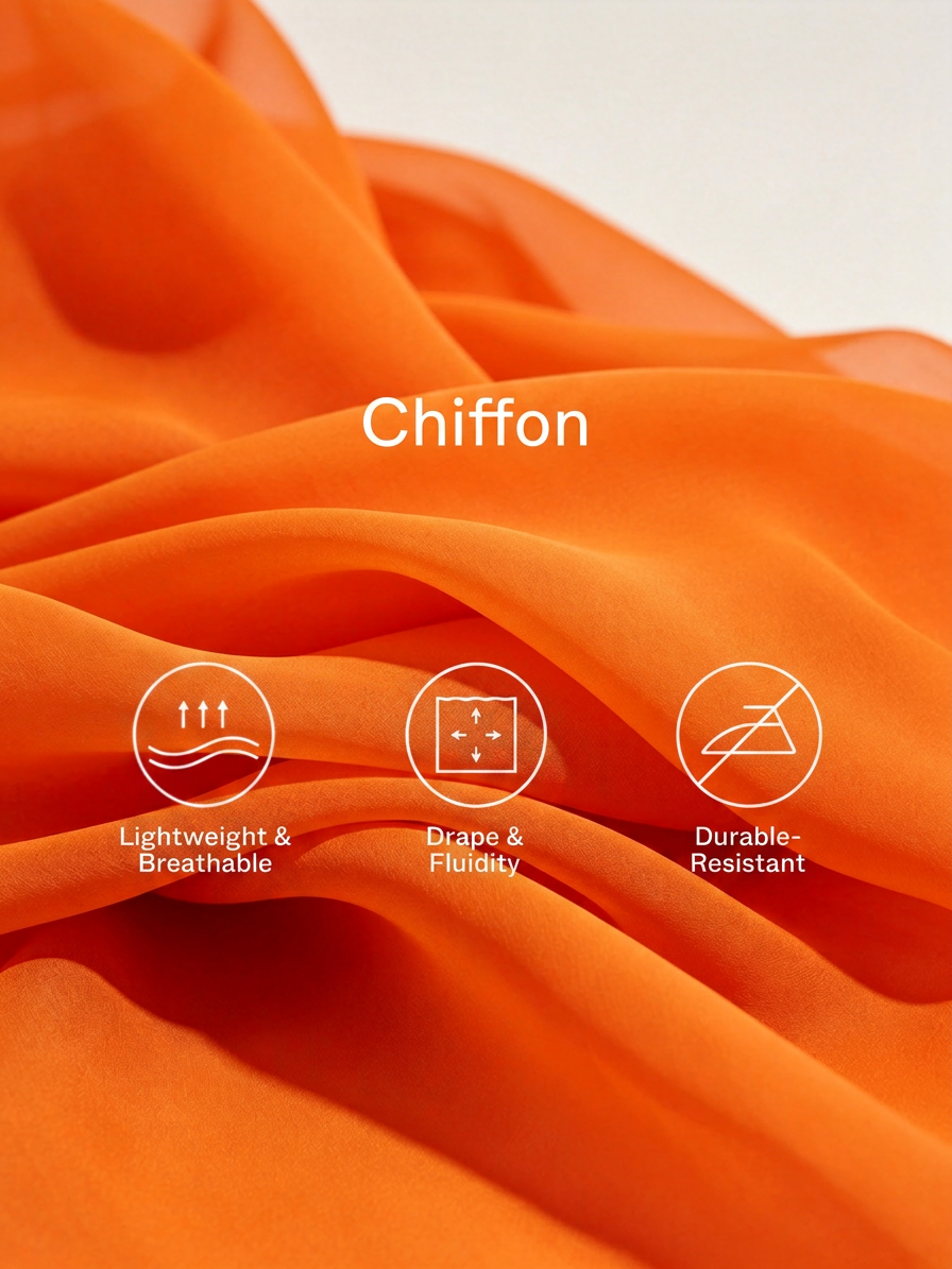 Orange Chiffon Top Set for Women with Asymmetrical Midi Skirt with Ruffles MDZ2662F6T