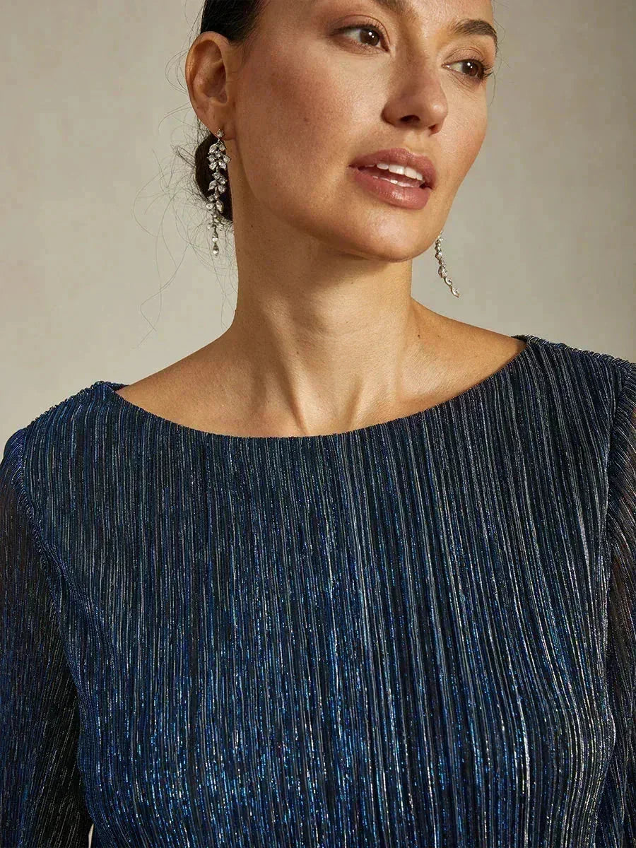 Asymmetrical Layered Metallic Silk Blouse