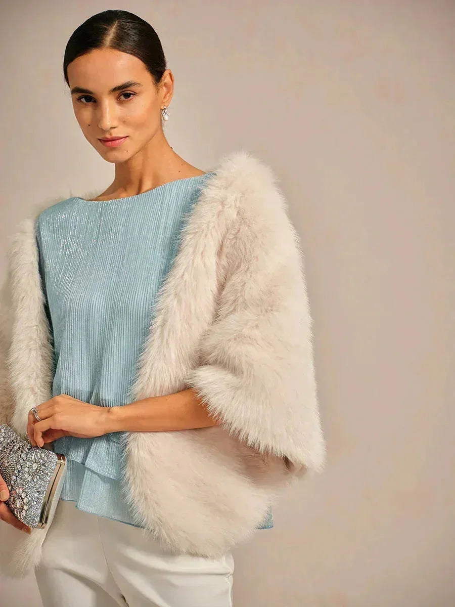 Asymmetrical Layered Metallic Silk Blouse