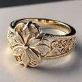 Gold Ring with Floral Zirconia