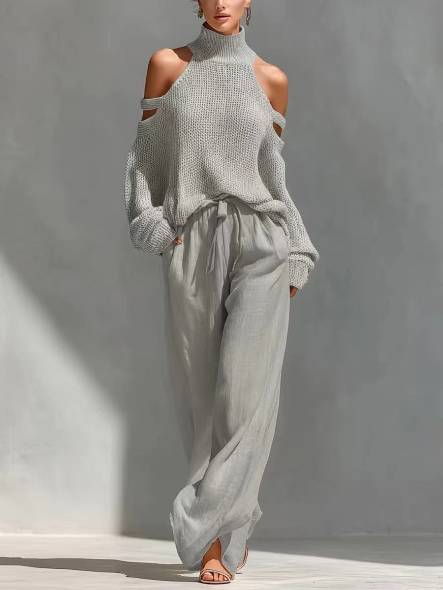 Trendy Knit and Linen Set